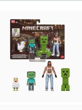 Mattel Minecraft Movie Figure Pack - Green, White, Blue, Tan